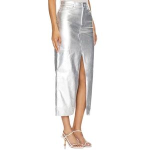 NWT $78 MSRP EVERY Junior’s Metallic Silver Coated Denim High Rise MIDI